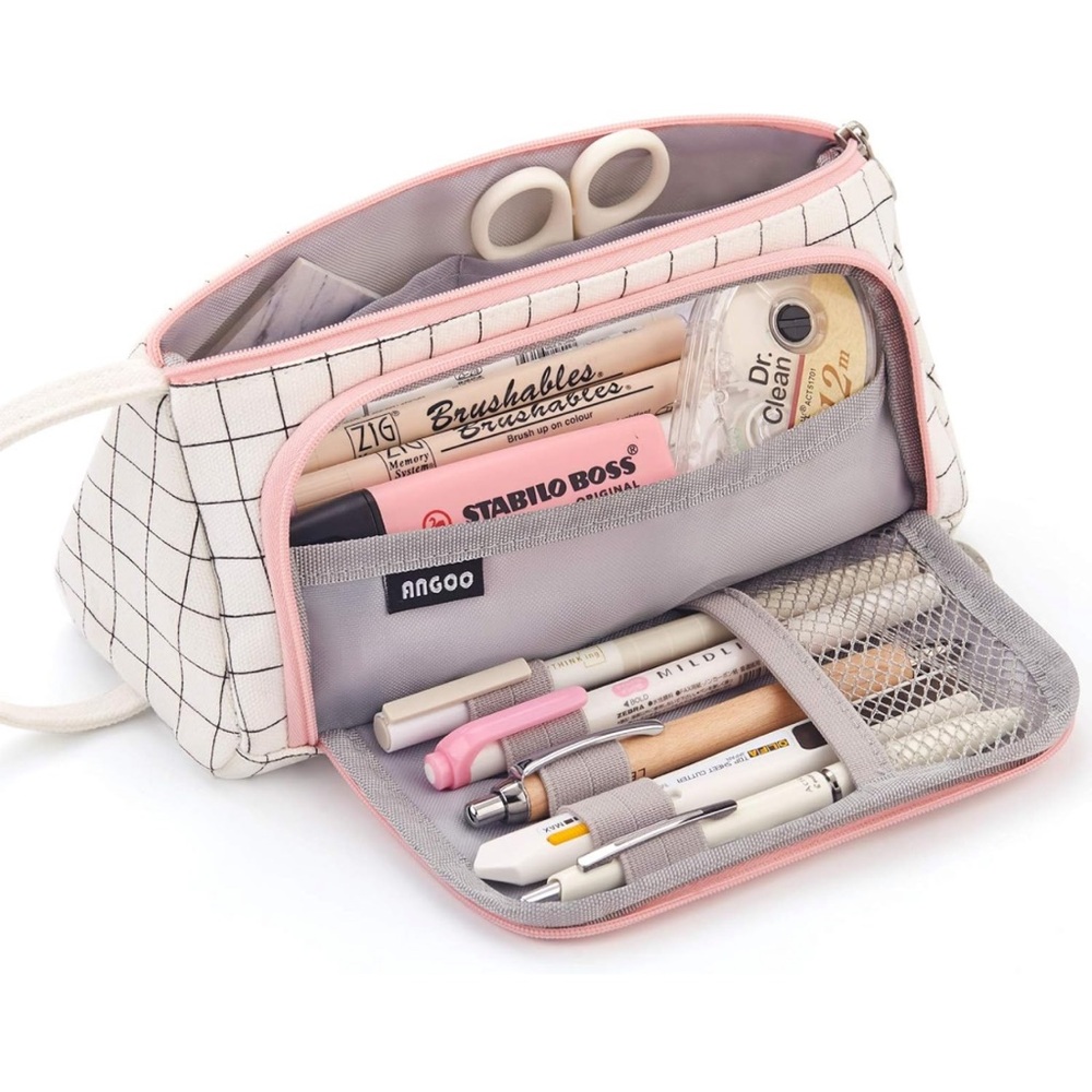 NWT Big Capacity Pencil Case Pouch Pen Case Simple Stationery Bag, PINK OR BLUE